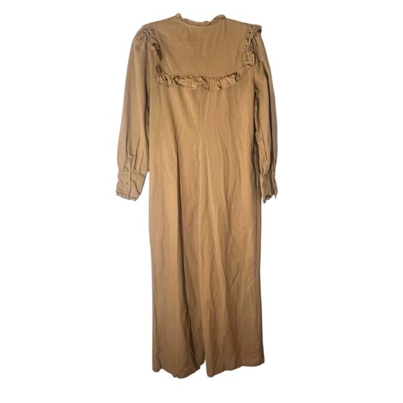 Anthropologie Storia Brown Mustard  Wide Leg Zip Up Jumpsuit - Picture 3 of 6